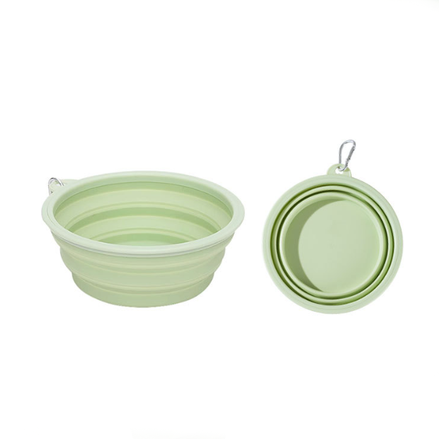 Portable pet silicone folding feeding bowl with carabiner, Collapsible Dog Bowls for Travel