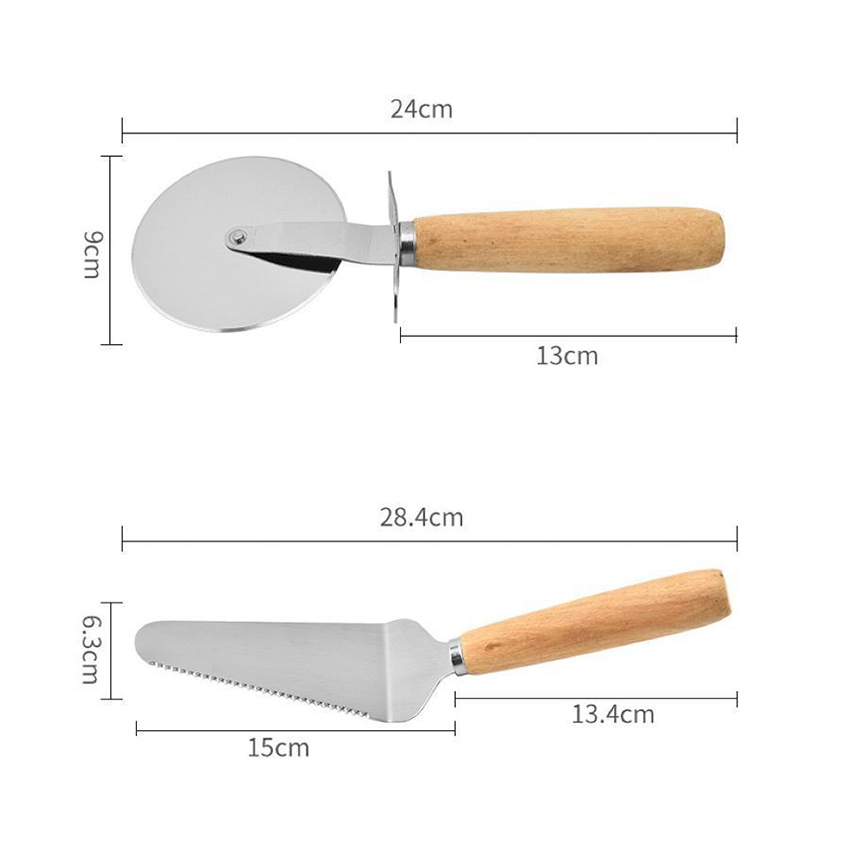 remium 2-Pieces Stainless Steel Pizza Kit Wheel Cutter Slicer Spatula Shovel