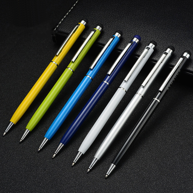 2-in-1 Slim Twist-Action Stylus Style Metal Ballpoint Pen With a Metal Clip