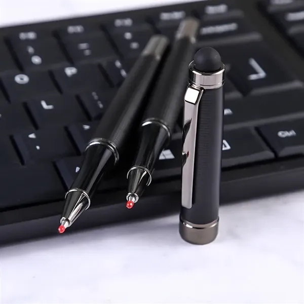 2-in-1 Luxury Metal Signature Black Ink Gel Pens With Stylus Tip Business Ballpoint Pens