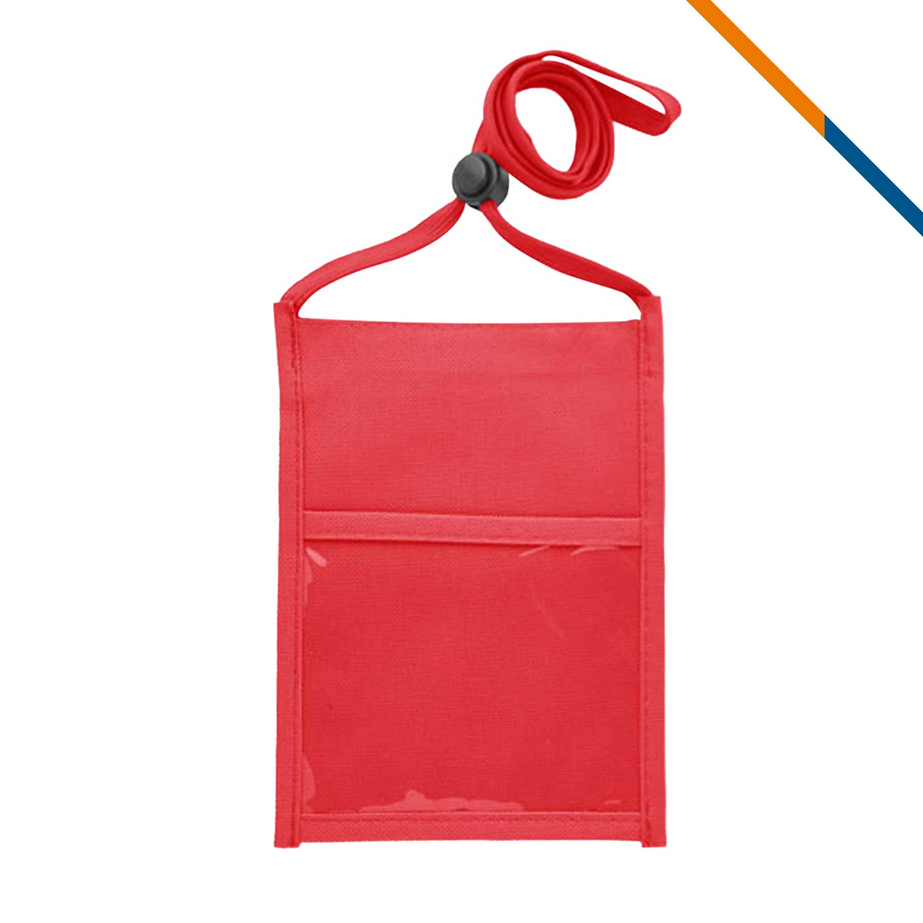 Vertical Polyester Exhibition ID Card Pouch Neck Badge Holder With Adjustable Lanyard & Clear Windows For Travel Trade Show Events