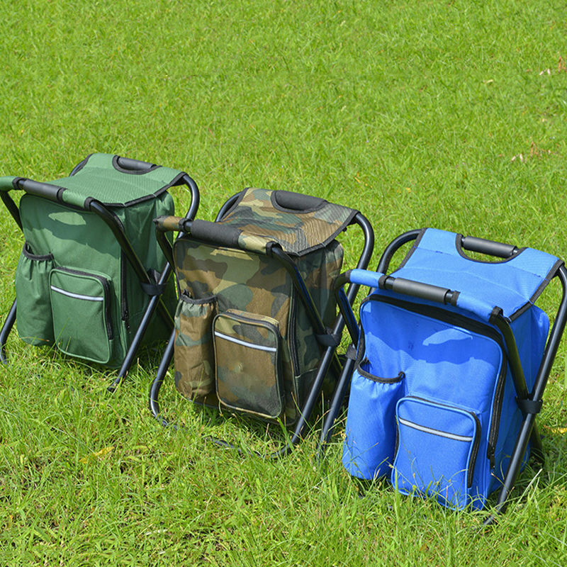  3-in-1 Portable Folding Camping Chair Stool Backpack with Large Capacity Cooler Insulated Bag for Travel, Beach, Hiking, Picnic