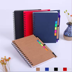 Spiral Kraft Paper Notebook with Pen and Sticky Notes