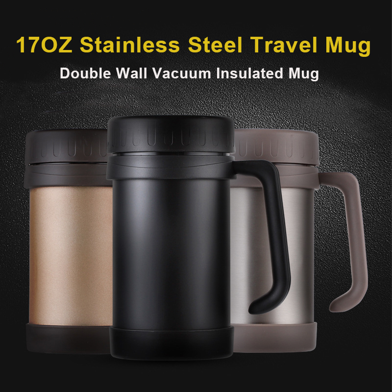 17OZ Stainless Steel Thermo Mug Double-wall Vacuum Insulated Flasks With Handle