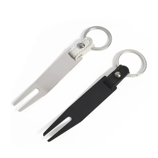Golf Divot Tool Keychain with Leather Strap