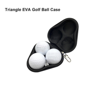 Triangle EVA Hard-shell Golf Ball Case holds 3 balls. Durable, waterproof, shockproof, and portable with carabiner.