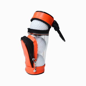 Mini Golf Ball Pouch - PU & PVC Case with Zipper, Holds 3 Balls & 3 Tees, Hook Clip Design