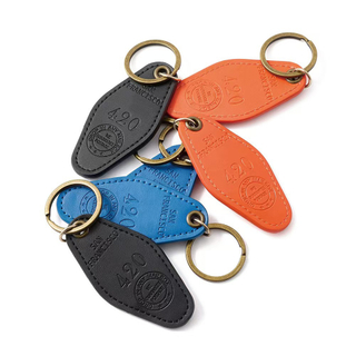 3.6" x 1.78 Motel Hotel Leather Keychain Key Rings
