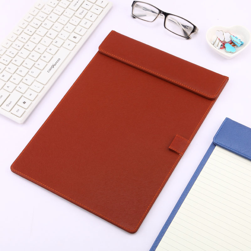 PU Leather Coffee Clipboard with Magnetic Clip Board. Premium Leather A4 Clipboard 