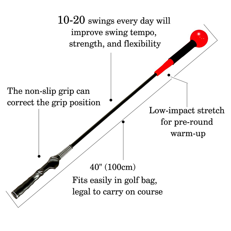 Golf Swing Tempo Trainer with Weighted Silicone Head - 48"/40" Length, Fiberglass Shaft & Anti-Slip Grip