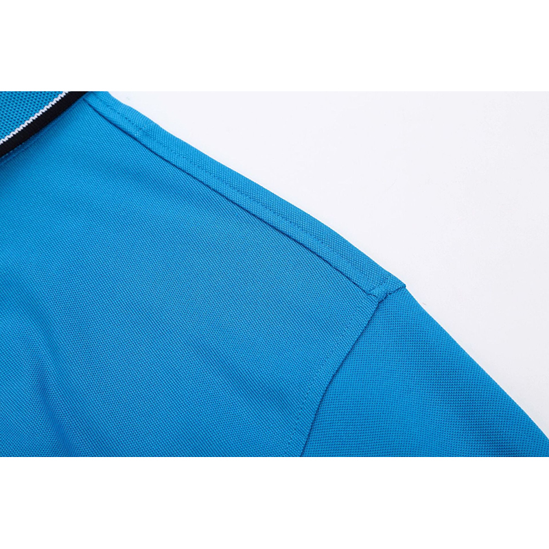 Long-Sleeve Poly-Cotton Golf Polo Shirt with Ribbed Collar and 3-Button Placket