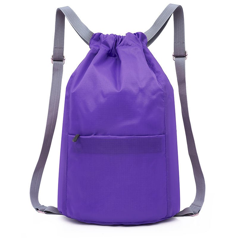 Adjustable Shoulder Strap Waterproof Casual Sports Drawstring Backpack Bag With Front Pocket