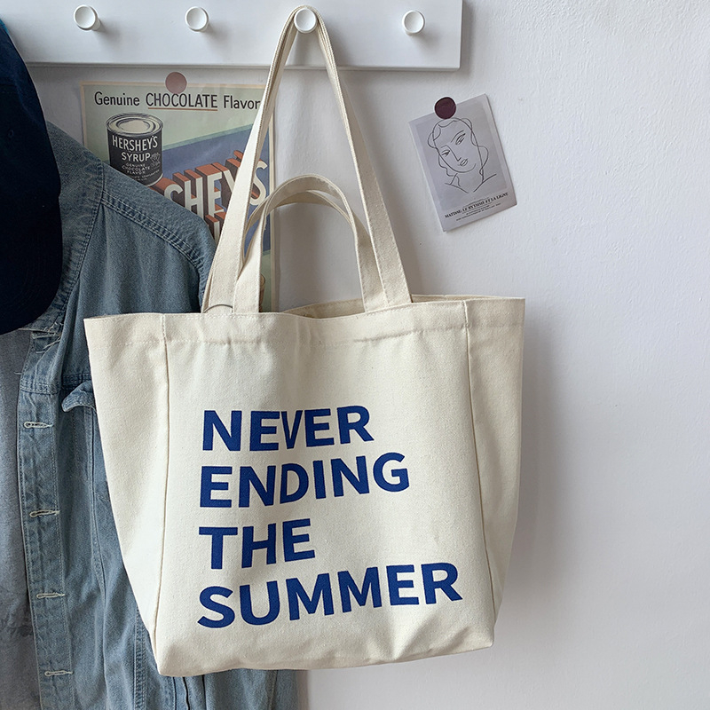 Large Reusable Canvas ShoppingTote Bags with Long Shoulder Strap and Short Handles