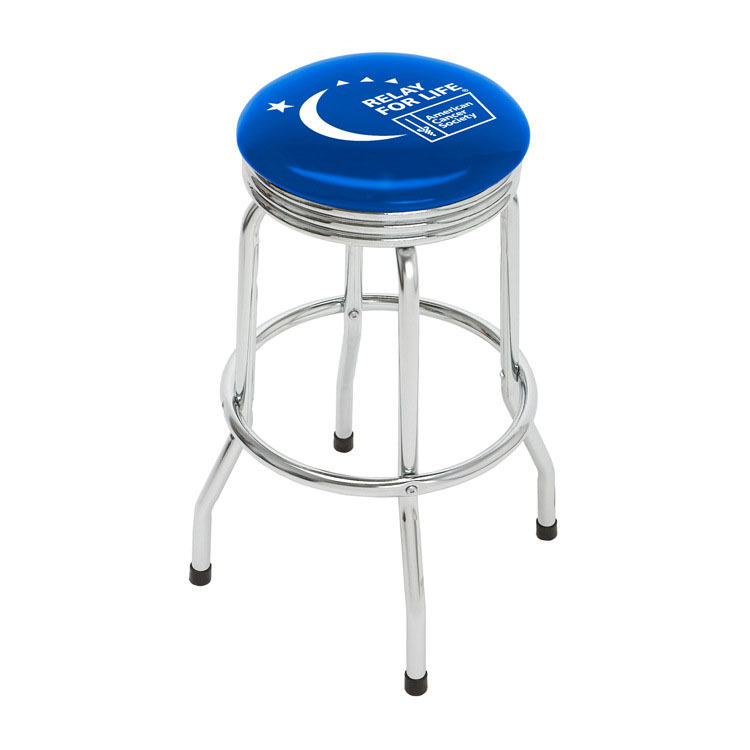 Custom Logo Shop Bar Stool, 360 Degree Swivel Barstools with Padded PVC Seat, 30" Tall, 14.6" Diameter