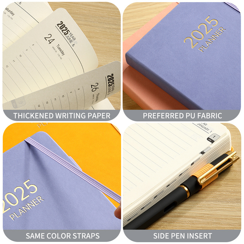 2025 A5 Hardcover Daily Planner Notebook