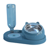 Stainless Steel Plastic 15-degree Tilted Double Dog Cat Feeder Bowl With Automatic Water Dispenser Bottle