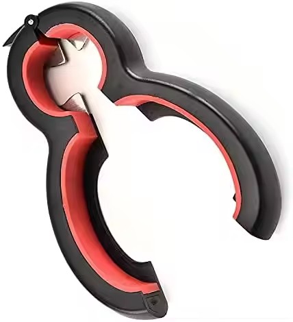 Stainless steel+PP+TRP 8-shaped 6-in-1 opener features a non-slip grip for effortless opening different sizes and types of lids