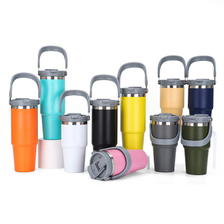 Double-wall Stainless Steel Insulated Tumbler with Dual-Drink Lid and Handle - 20oz/30oz/40oz