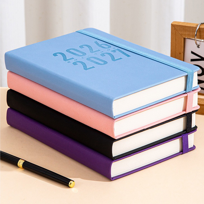 2026 Classic Vertical Stripes Pattern PU 365 Daily Planner Schedule Notebook Agenda Journal - A5 Size, Two Day One Page