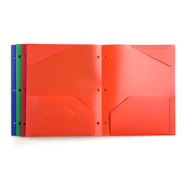 Plastic File Folders With Two Pockets and Business Slot for Letter Size A4 Documents Folders, Suitable for standard 3 Ring Binder