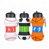 Basketball Shape Silicone Collapsible Bottle With Carabiner