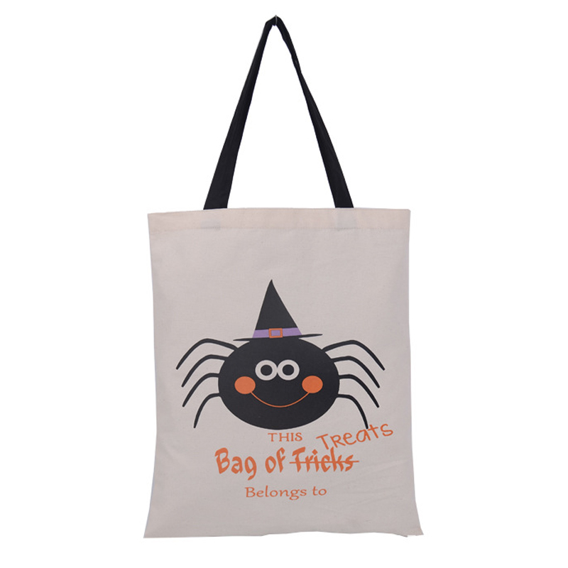 Halloween Tote Reusable Canvas Bag for Trick or Treat, Pumpkin Party Favor Goodie Bags