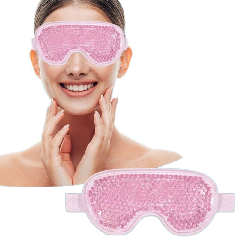 PVC Gel Cold/Hot Therapy Gel Bead Pack Reusable Eye Mask With Adjustable Elastic Band to fit most