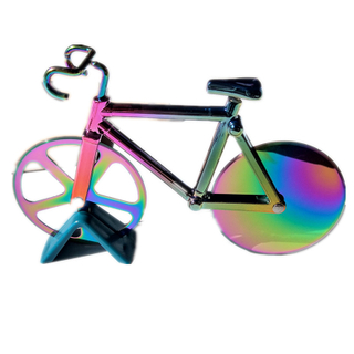 Bicycle Pizza Cutter Wheel Dual Cutting Wheels Stainless Steel Bike Pizza Slicer with a Stand