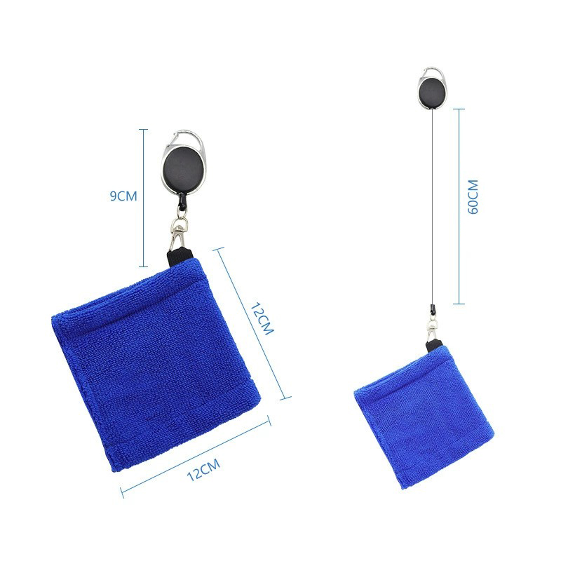 Microfiber Golf Ball Cleaner Towel with Retractable Badge Reel