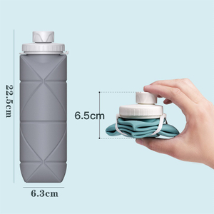 20OZ Collapsible Silicone Reuseable Foldable Water Bottle for Sport Travel Lightweight Durable