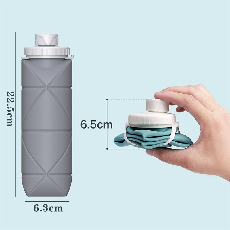 20OZ Collapsible Silicone Reuseable Foldable Water Bottle for Sport Travel Lightweight Durable