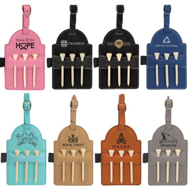 PU Leather Golf Tee Holder Luggage Tag