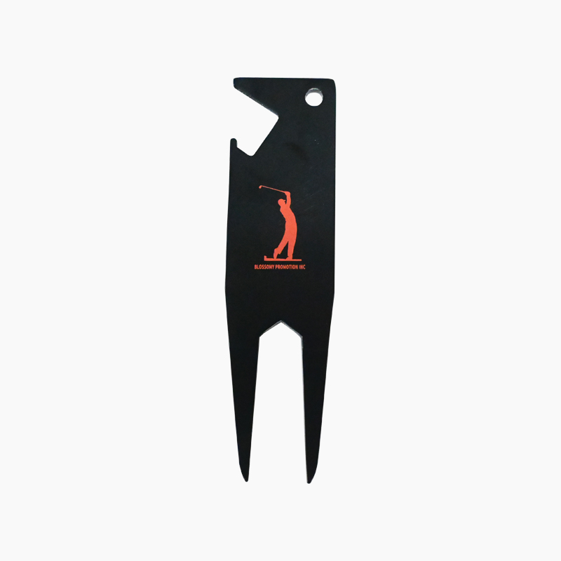 Zinc Alloy Golf Divot Tool W/ Bottle Opener And Keychain Hole