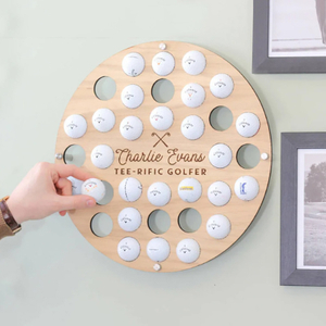 34-hole Round Wooden Golf Ball Display Rack