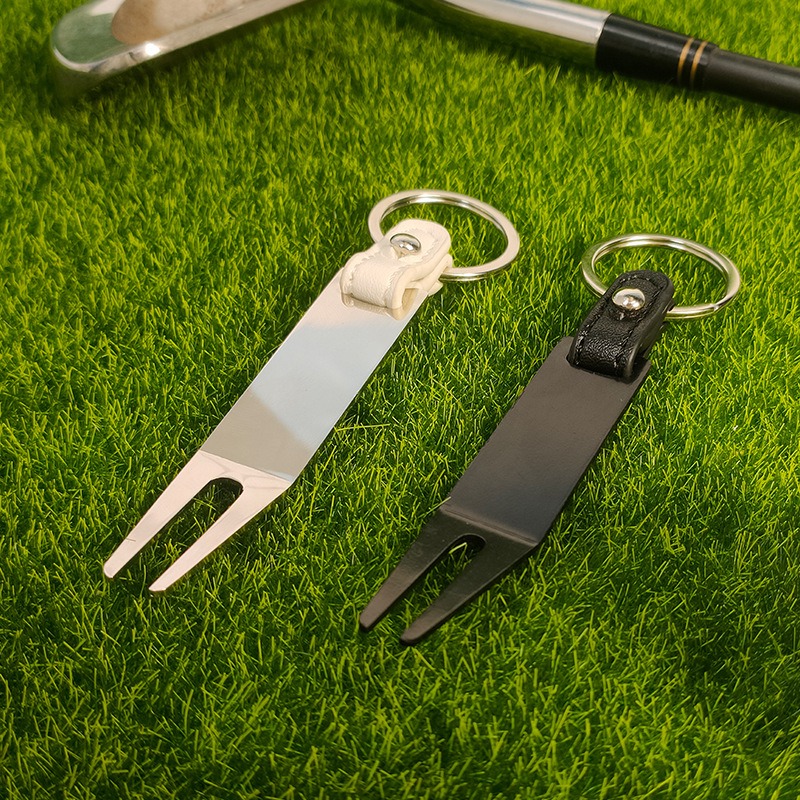 Golf Divot Tool Keychain with Leather Strap