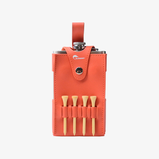 PU leather flask sleeve (6.3" x 3.9") with 4 golf tee slots and a strap. Suitable for 10oz Hip Flask