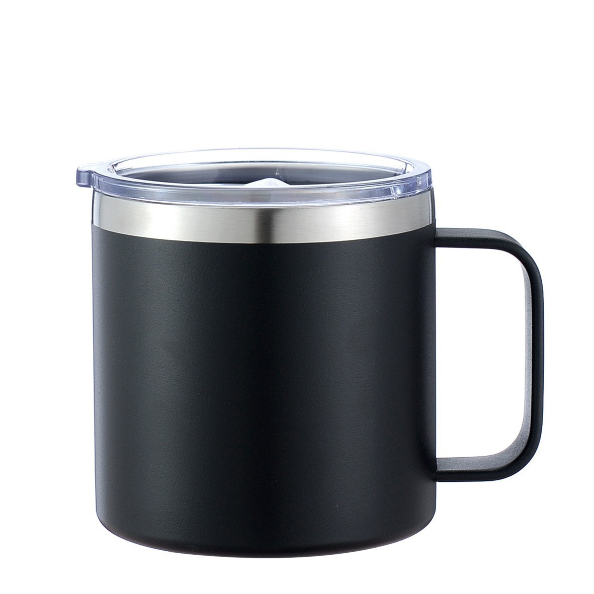 14oz Powder-coated Stainless Steel Insulated Mug with Lid and Handle: Perfect for Keeping Your Beverages Hot or Cold in the Office