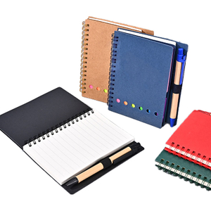 Kraft Spiral Notebook With Pen & Sticky Note Set