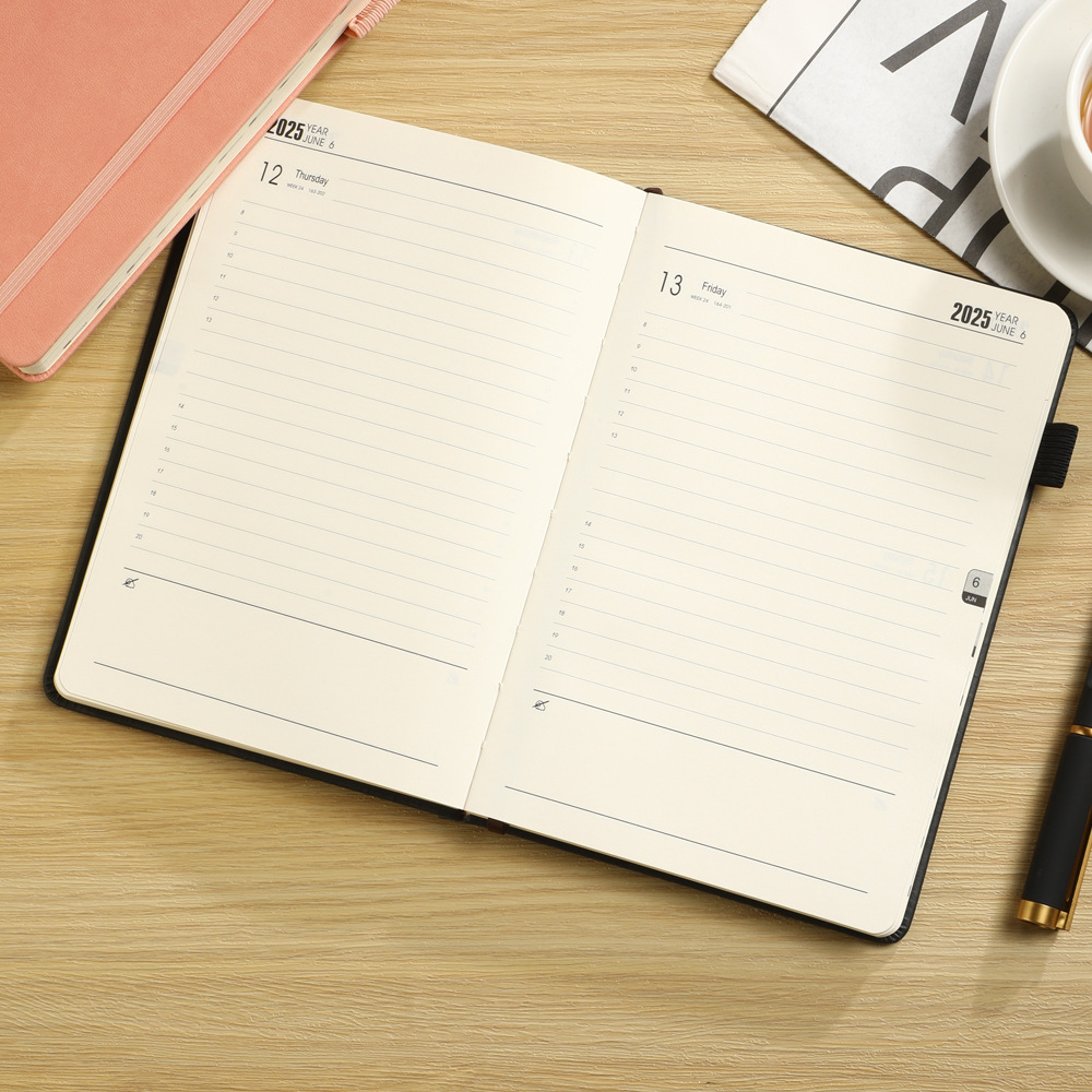 2025 A5 Hardcover Daily Planner Notebook
