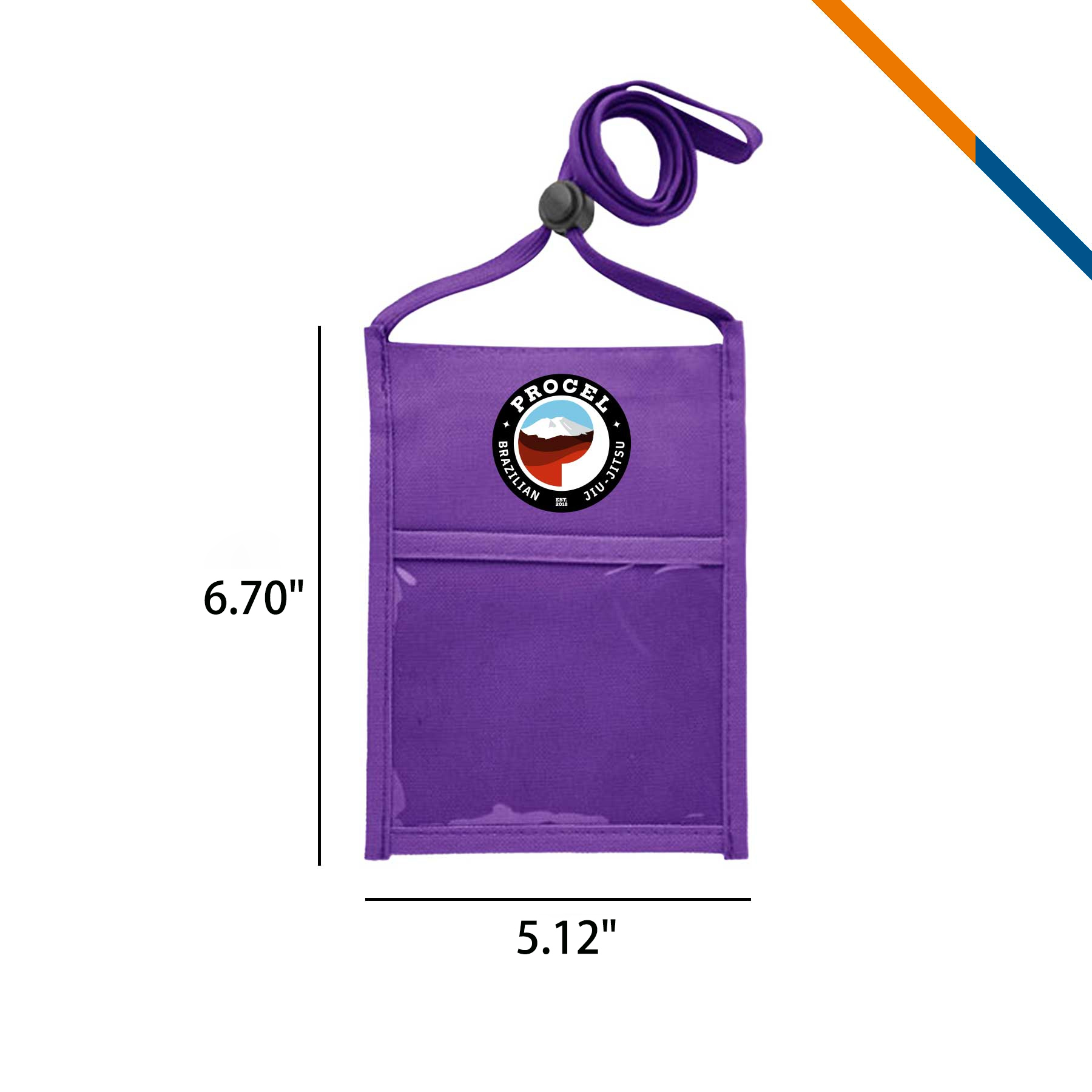 Vertical Polyester Exhibition ID Card Pouch Neck Badge Holder With Adjustable Lanyard & Clear Windows For Travel Trade Show Events