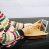 Portable Lap Desk with Soft Cushion, Bamboo Laptop Desk With Pillow Cushion & Phone Slot, For Bed, Car, Couch, Travel