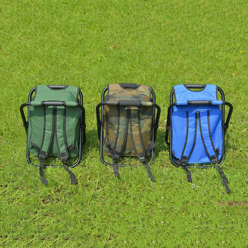  3-in-1 Portable Folding Camping Chair Stool Backpack with Large Capacity Cooler Insulated Bag for Travel, Beach, Hiking, Picnic