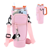 Water Bottle Carrier Bag with Pouch Pocket for Cup 40 Oz Tumbler Neoprene Cup Carrier Holder with Adjustable Strap Carabiner