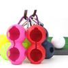 Durable 2-Ball Peanut Shape Silicone Golf Ball Holder, with carabiner clip for easy carrying.