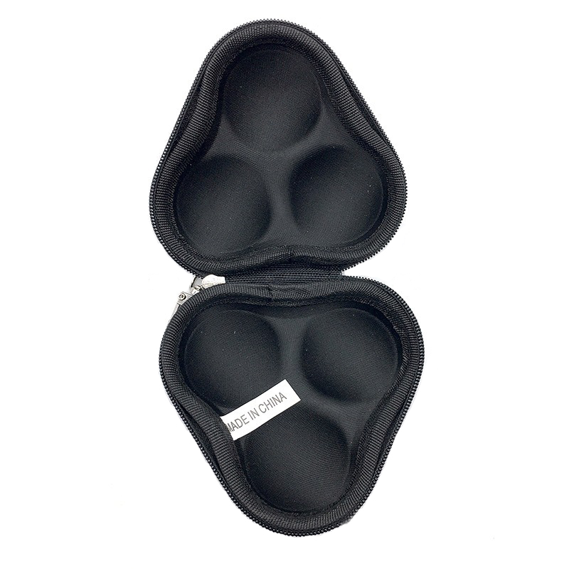 Triangle EVA Hard-shell Golf Ball Case holds 3 balls. Durable, waterproof, shockproof, and portable with carabiner.