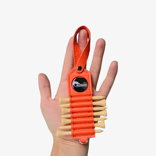 Stylish PU Leather Golf Tee Holder with Magnet Ball Marker - Holds 7 Tees, Features a Strap for Easily Attaching to your Bag.