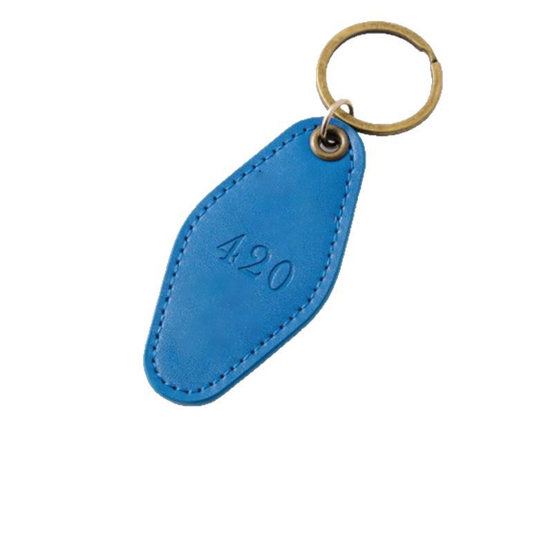3.6" x 1.78 Motel Hotel Leather Keychain Key Rings