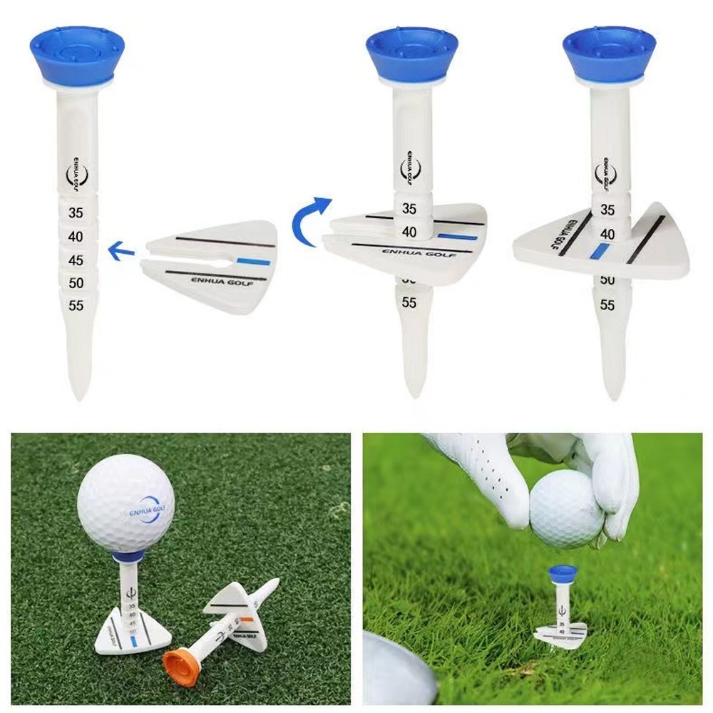 Durable 3.15" Height Adjustable Golf Tees with Detachable Alignment Plate