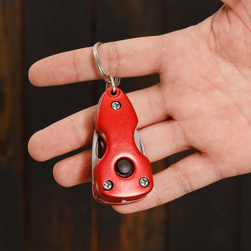 5-in-1 Screwdriver Key Chain Screwdriver Bottle Opener Knife Multi-Tool Key Ring with LED Flashlight
