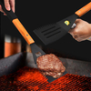 Multifunctional Metal BBQ Spatula With Beer Bottle Opener, Serrated Edge; 20" Long Grilling Tools with Wooden Handle